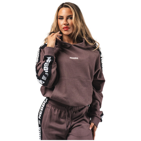 Hanorac femei Nebbia Classic Hoodie OFF-DUTY 489 maro DARK BROWN