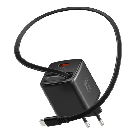 Adaptor Swissten SlideCharge Gan 45W, 1X USB-A 18W + kabel USB-C 0,75 m