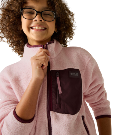 Hanorac funcțional copii Regatta Junior Frankie Warm Fleece Pink Haze/Fig