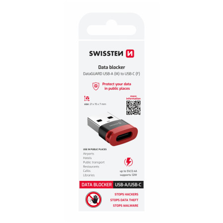 Adaptor Swissten Dataguard With Data Blocking USB-A (Male) / USB-C (Female)