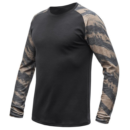 Tricou funcțional bărbați Sensor Merino Blend Impress negru/maro černá/brush