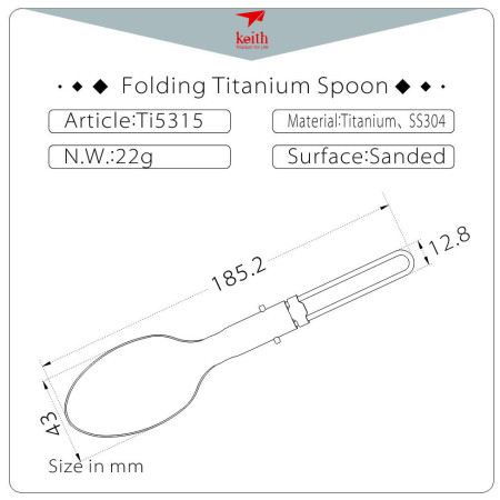 Lingură Keith Titanium Folding Titanium Fork