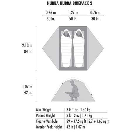 Cort ultra ușor MSR Hubba Hubba Bikepack 2