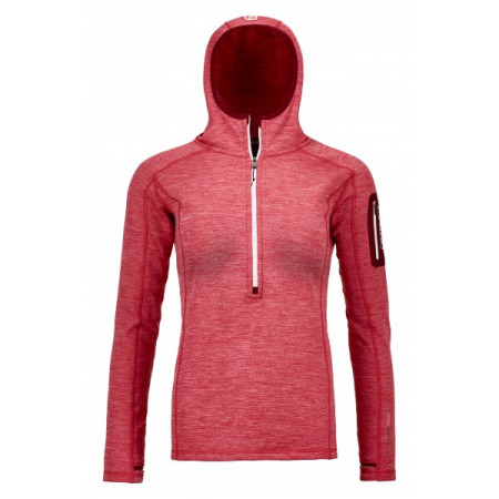 Hanorac femei Ortovox Fleece Light Melange Zip Neck roșu hot coral