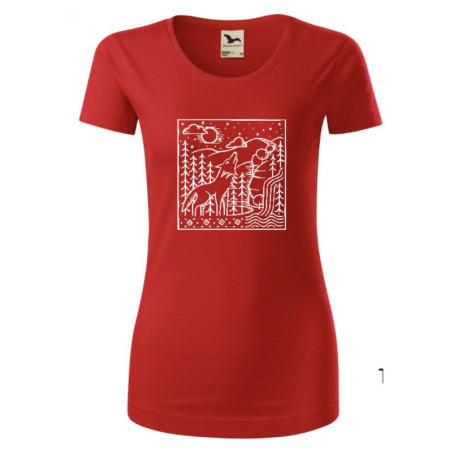 Tricou femei České parky Wolfie roșu