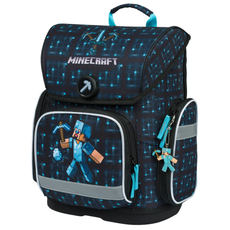Ghiozdan clase primare Baagl Ergo negru/albastru Minecraft Blue Axe