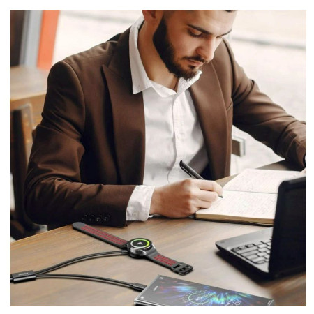 Cablul de încărcare și de date Swissten Wireless magnetic charging cable 2in1 for Samsung Watch + USB-C 1,2 m