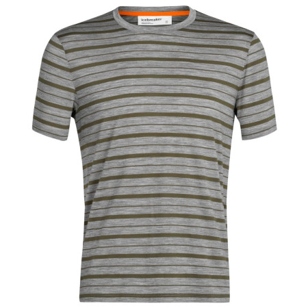 Tricou bărbați Icebreaker Mens Wave SS Tee Stripe gri