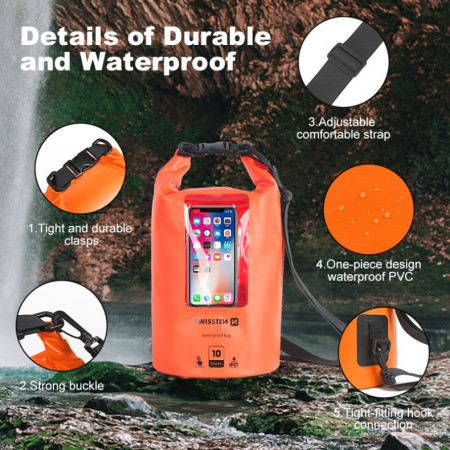 Husă impermabilă Swissten WATERPROOF ORANŽOVÉ (10L)