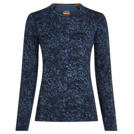 Tricou funcțional femei Icebreaker Women M 200 Oasis LS Crewe Moss BloomAOP albastru / negru Midnvy/Dawn/Aop