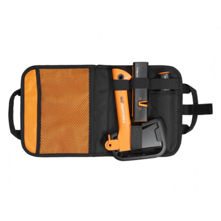 Set de camping Fiskars topor + cuțit + ascuțitor portocaliu