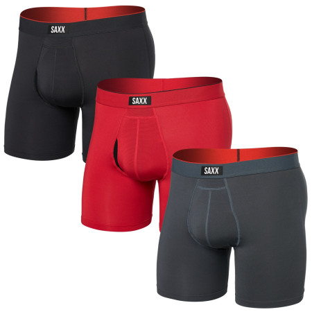 Boxeri Saxx Multi-Sport Mesh Boxer Brief Fly 3Pk negru/roșu sunset red/trblnce/fd blk