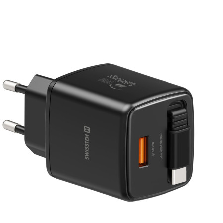 Adaptor Swissten SlideCharge Gan 30W, 1X USB-A 18W