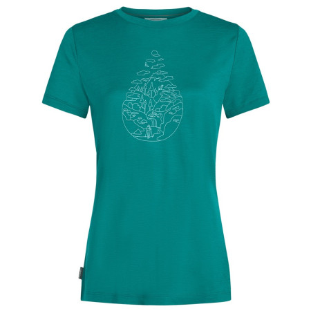Tricou femei Icebreaker Women Merino 150 Tech Lite SS Tee Hike Path turcoaz Tidal Teal