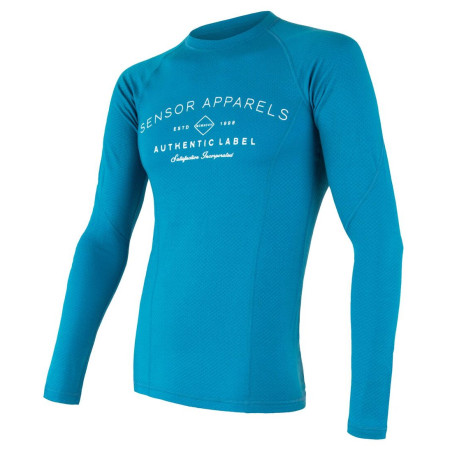Tricou bărbați Sensor Merino DF Label albastru modrá