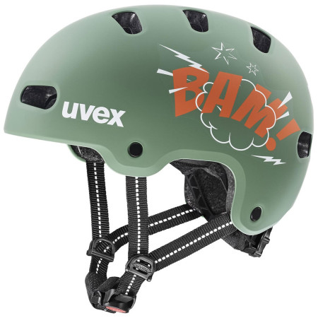 Cască de ciclism copii Uvex Kid 4 Style khaki bam moss green - papaya matt