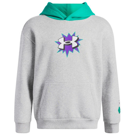 Tricou funcțional copii Under Armour UA B Rival FLC Graphics Hd Mod Gray Light Heather gri deschis Mod Gray Light Heather / Geode Green / White