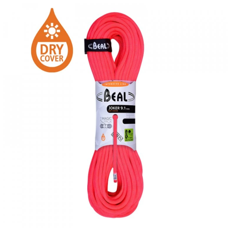 Coardă de alpinism Beal Joker 9,1 mm (50 m) Dry Cover portocaliu/ ORANGE