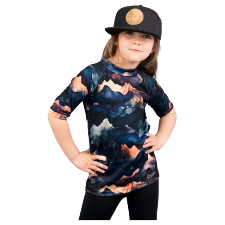 Tricou copii Drexiss All Alpine Peaks Coolmax albastru/portocaliu