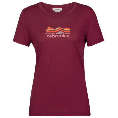 Tricou femei Icebreaker Tech Lite II SS Tee Mountain Geology roșu