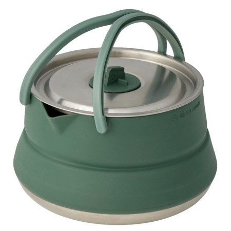 Fierbător Sea to Summit Detour Stainless Steel Collapsible Kettle 1.6L argintiu/verde Laurel Wreath Green