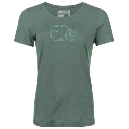 Tricou funcțional femei Ortovox 120 Cool Tec Leaf Logo Ts W gri/verde