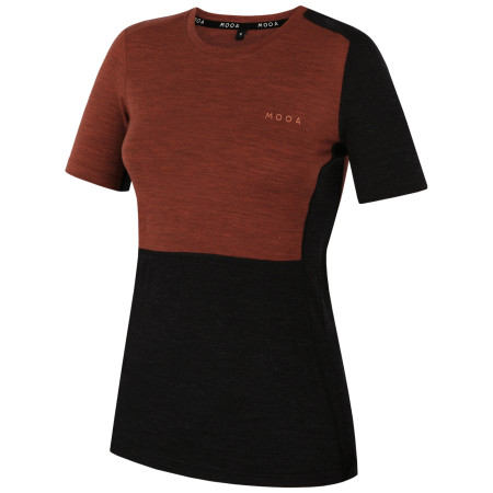 Tricou femei MOOA MerinoSilk Block 160 short portocaliu/ cinnamon melange