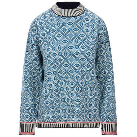 Bluză femei Dale of Norway Langøy Fem Sweater albastru/alb Arctic Blue Offwhite