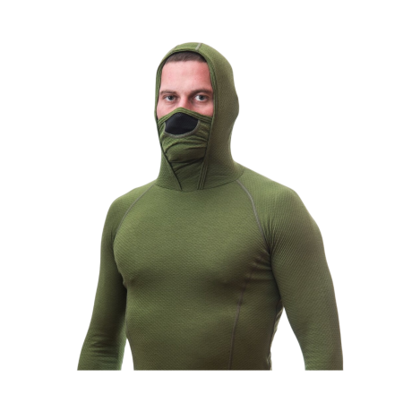 Tricou funcțional bărbați Sensor Merino DF cu mân. lungă și glugă