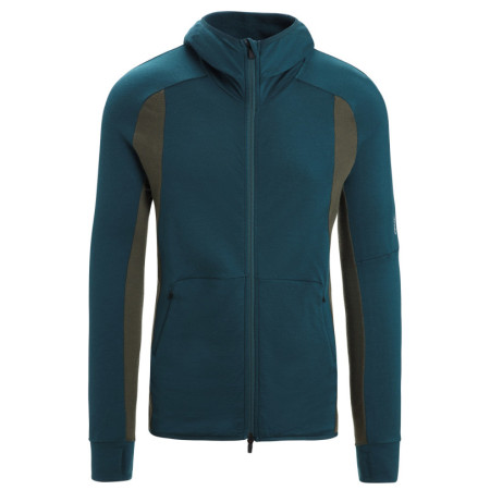 Hanorac funcțional bărbați Icebreaker Merino Quantum ZoneKnit™ LS Zip Hoodie verde
