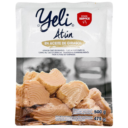 Mâncare pentru călătorii Yeli Bucăți de ton în ulei de floarea-soarelui (500g)