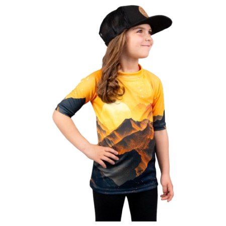 Tricou funcțional copii Drexiss All Sunset Yellow Coolmax galben/negru
