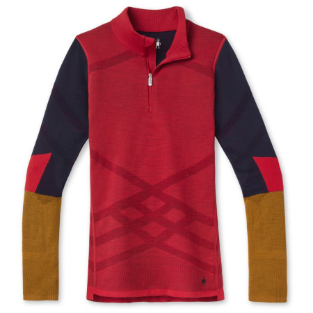 Tricou funcțional femei Smartwool W Intraknit Merino 200 Colorblock 1/4 Zip roșu