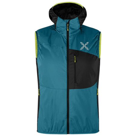 Vestă bărbați Montura Traccia Octa Hooded Vest negru/turcoaz SteelBlue/SunnyLime