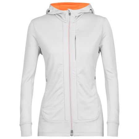 Hanorac funcțional de damă Icebreaker Quantum III LS Zip Hoodie gri deschis