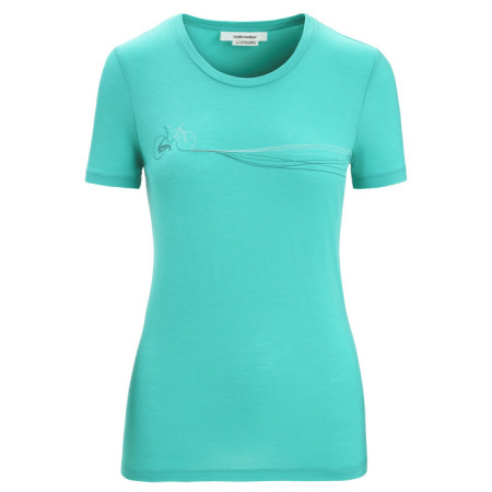 Tricou funcțional femei Icebreaker Tech Lite II SS Tee Cadence Paths verde deschis