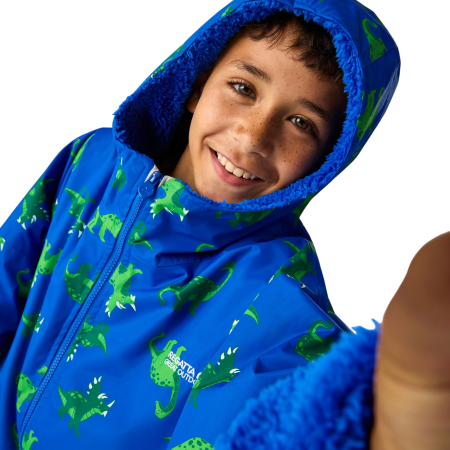Geacă impermeabilă pentru copii Regatta Junior Changing Robe Olymp Blue Dino
