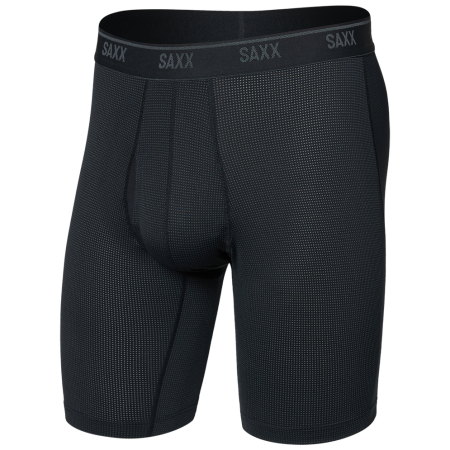 Boxeri bărbați Saxx Quest Quick-Dry Mesh Long Boxer Brf Fly negru black