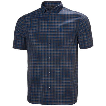 Cămașă bărbați Helly Hansen Fjord Qd Ss Shirt 2.0 albastru închis Navy Vika Micro Plaid