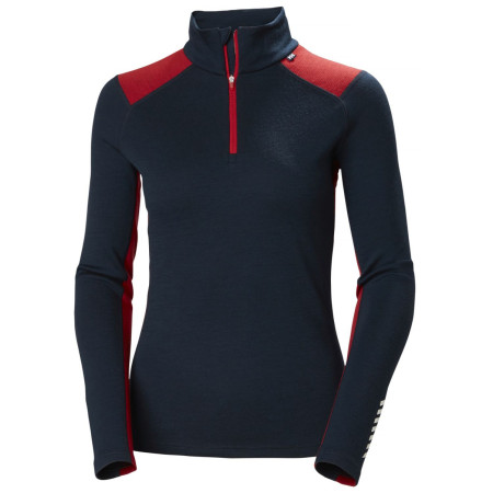 Tricou funcțional femei Helly Hansen W Lifa Merino Midweight 1/2 Zip albastru