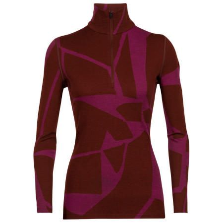 Hanorac funcțional de damă Icebreaker 250 Vertex LS Half Zip Fractured Landscapes roșu