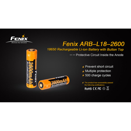 Baterii reînc�rcabile Fenix 18650 2600 mAh (Li-Ion)
