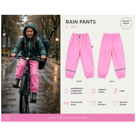 Pantaloni impermeabili copii DucKsday Rainpants Pink/em