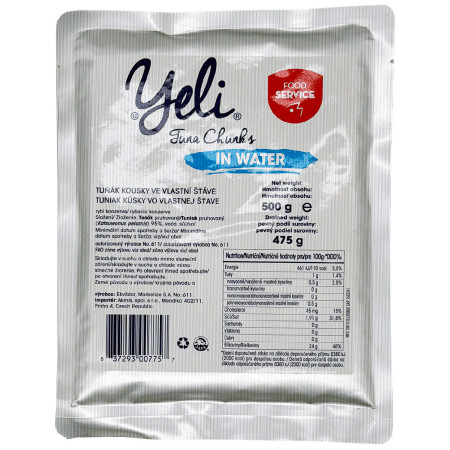 Mâncare pentru călătorii Yeli Bucăți de ton în sos propriu (500g)