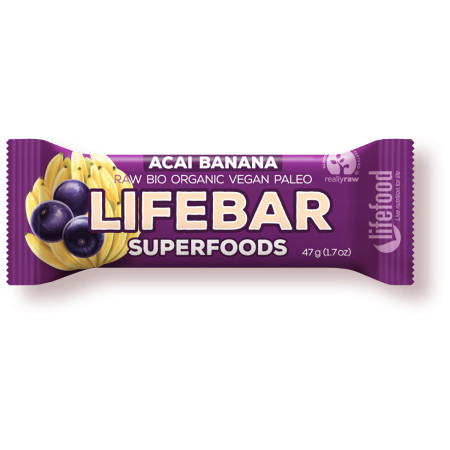 Baton Lifefood Plus Acai Banana RAW BIO 47