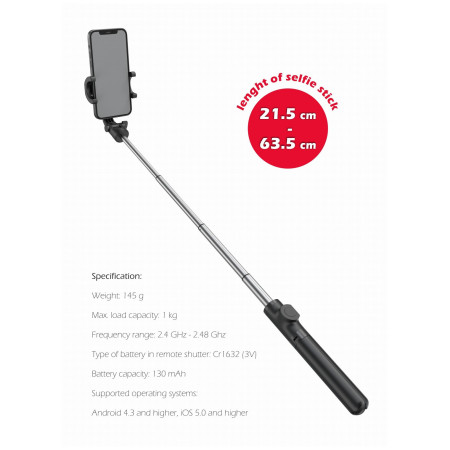 Băț de selfie Swissten BLUETOOTH SELFIE STICK ALUMINUM TRIPOD PRO