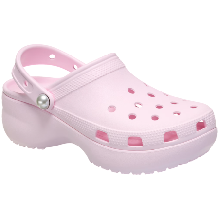 Papuci femei Crocs Classic Platform Pearl Clog roz deschis Pink Milk