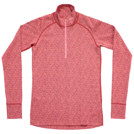 Tricou funcțional femei Devold Signature Silk 230 Zip Wmn roz Apricot
