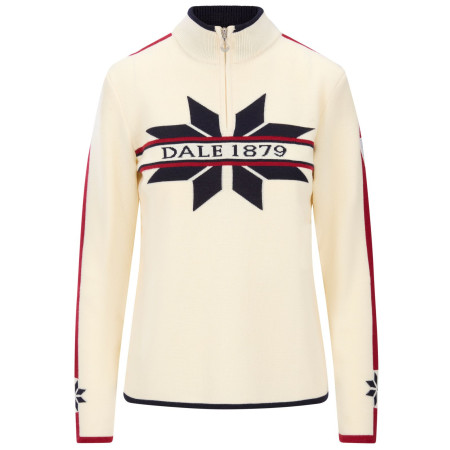 Bluză femei Dale of Norway Nåle Fem Sweater alb/albastru Offwhite Navy Red Rose