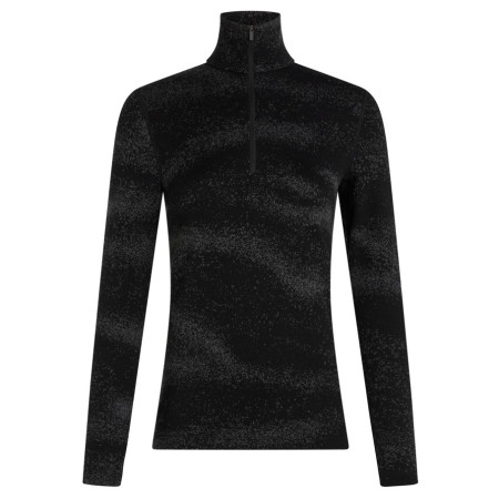 Tricou funcțional femei Icebreaker Women M 260 Tech Vertex LS HZ Chillwave negru Black/Obsidia/J